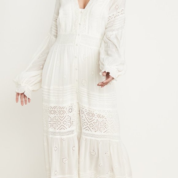 Free People Lisa Embroidered Maxi Dress 
